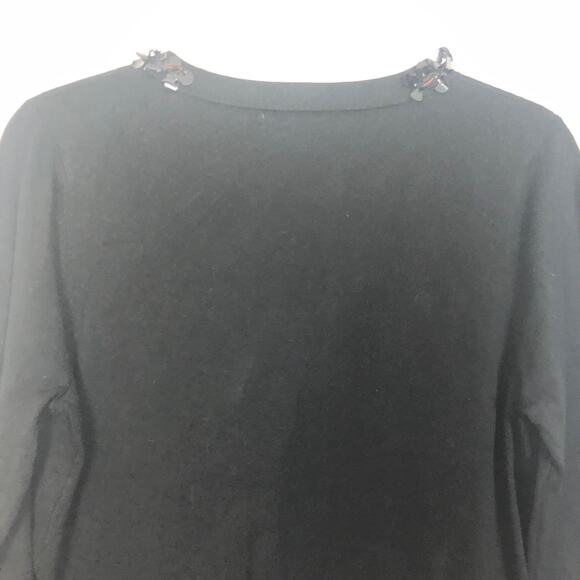 August Silk Blend V-Neck Long Sleeve Black Knit Sweater Size L - Picture 7 of 10